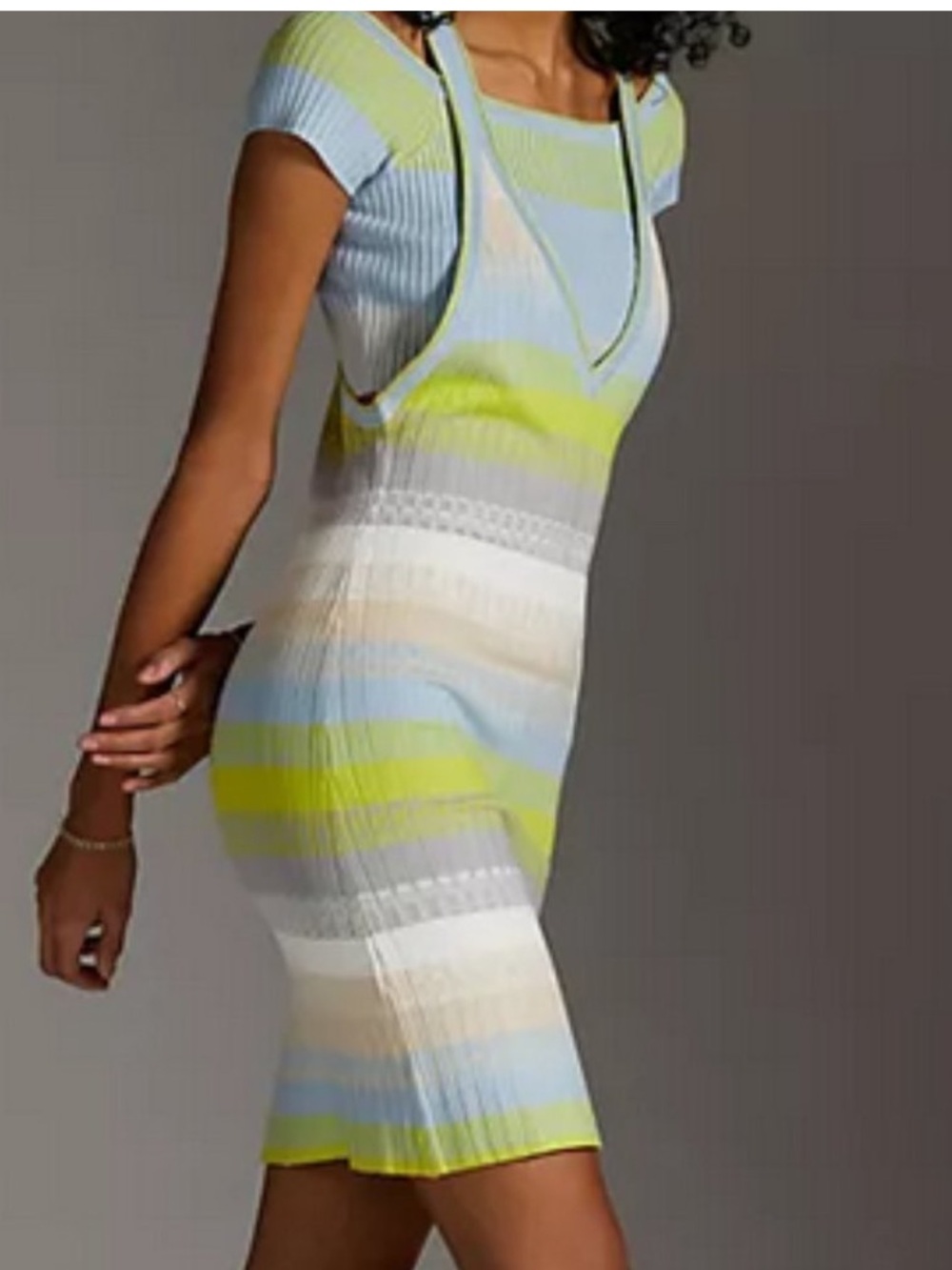 NEW ANTHROPOLOGIE 2 PC. DAILY PRACTICE Striped Ribbed Knit Mini DRESS & TOP, M